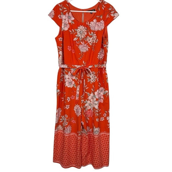 Chris McLaughlin Orange Floral Wide Leg Belted Jumper – Size 16 - Picture 1 of 12